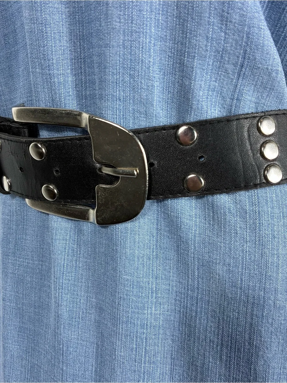 Womens belt Size 16 black studded faux leather rocker goth Whimsygoth